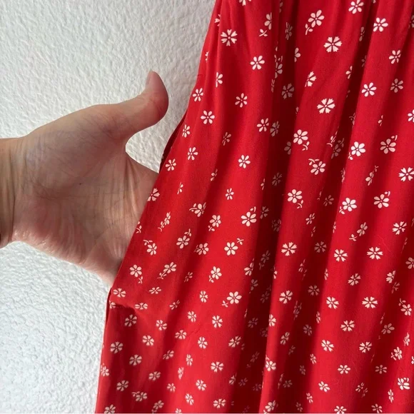 Madewell Women's Sophia Mini Dress Red Bandana Flower Floral Medium Puff Sleeve - Picture 10 of 13